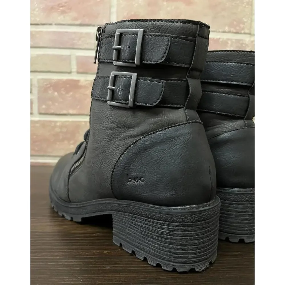 Born Boc Womens Godfrey Combat Boots Olive Black Straps Ankle Block Zip 9.5 - Picture 5 of 9